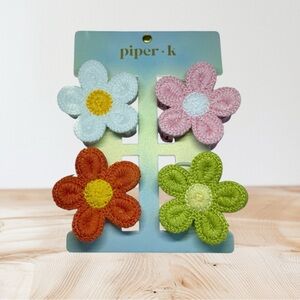 Piper K Colorful Crochet Flower Hair Clips Set